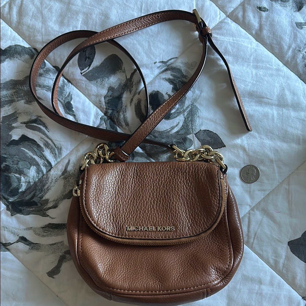 Michael Kors Brown Crossbody Bag with Gold Hardware